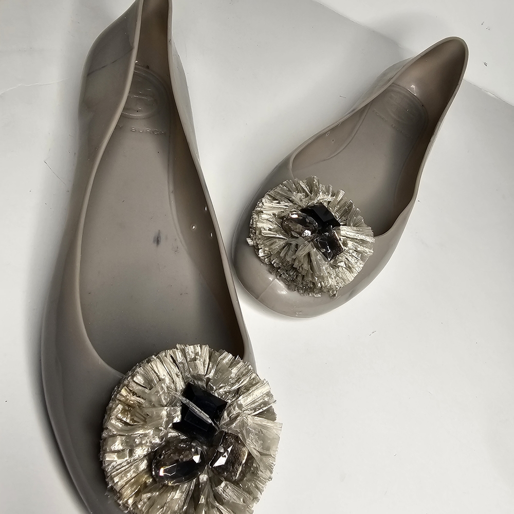 Tory Burch Silver Flats with Decorative Accents - Picture 5 of 8
